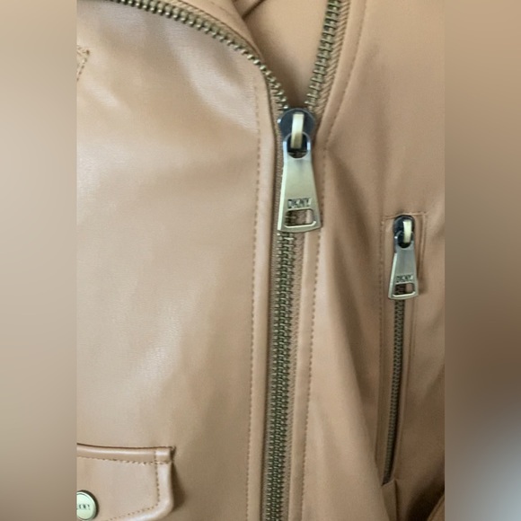 Motorcycles jacket edgy style faux leather zipper jacket camel brown color new - Picture 9 of 12